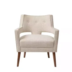 Ivory Open Back Mid-Century Modern Armchair
