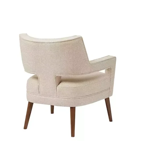 Ivory Open Back Mid-Century Modern Armchair