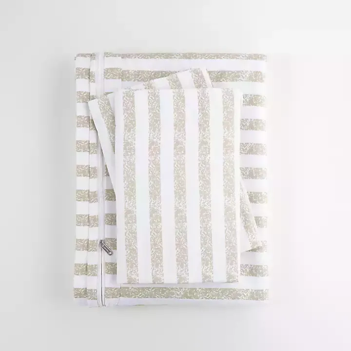 Ivory Rugged Stripes Puffed 3-pc. King Duvet Set