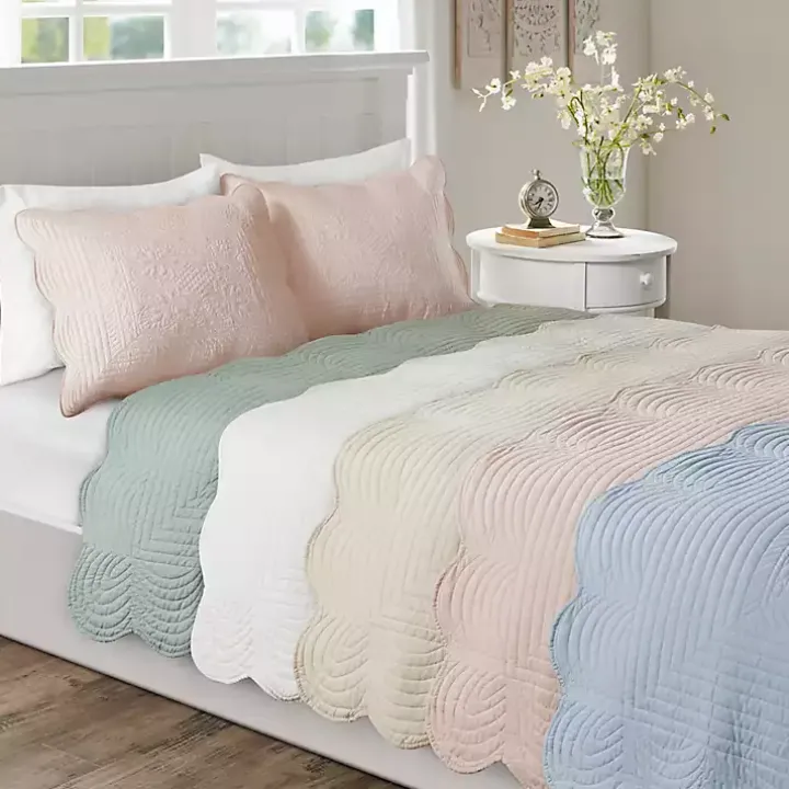 Ivory Scalloped Monica 3-pc. Queen Coverlet Set