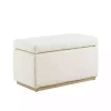 Ivory Sherpa & Pine Rectangle Storage Ottoman