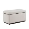 Ivory Sherpa & Walnut Rectangle Storage Ottoman