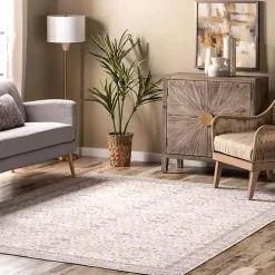 Ivory Transitional Floral Area Rug, 8x10