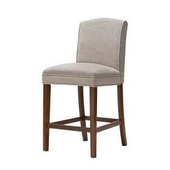 Ivory Upholstered Wood Counter Stool
