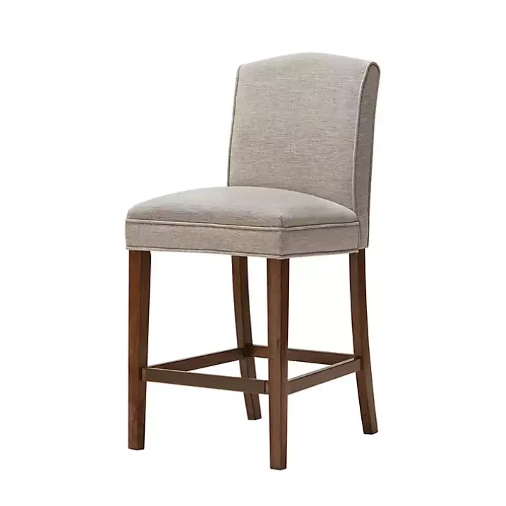 Ivory Upholstered Wood Counter Stool