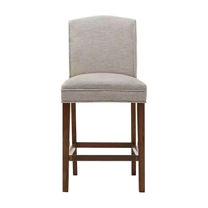 Ivory Upholstered Wood Counter Stool