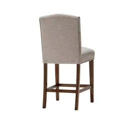 Ivory Upholstered Wood Counter Stool