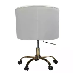 Ivory Velvet Tufted Golden Leg Swivel Office Chair
