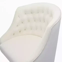 Ivory Velvet Tufted Golden Leg Swivel Office Chair