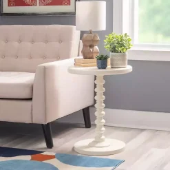 Ivory Wood Spindle Side Table