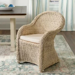 Ivory Woven Rattan Dining Chair