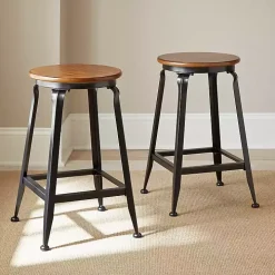 Jaxon Wood and Metal Counter Stools, Set of 2