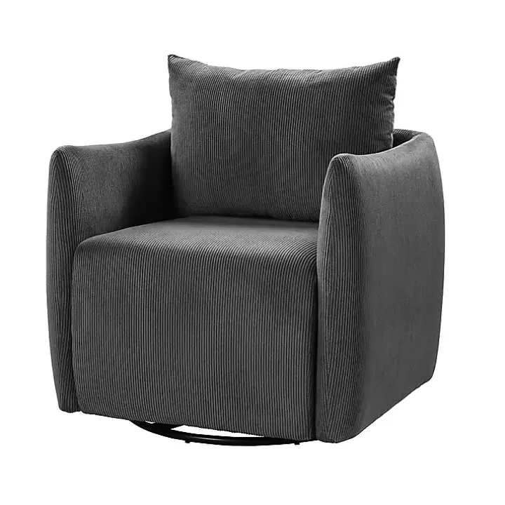 Jerri Charcoal Corduroy Swivel Accent Chair
