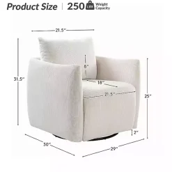 Jerri Ivory Corduroy Swivel Accent Chair
