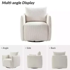 Jerri Ivory Corduroy Swivel Accent Chair