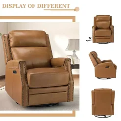 Johanna Tan Leather Swivel Power Recliner