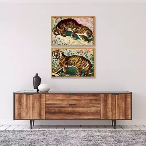 Jungle Cats Framed Art Prints, Set of 2