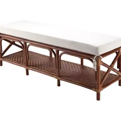 Kaili Brown Rattan Cushioned Bench