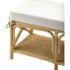 Kaili Natural Rattan Cushioned Bench