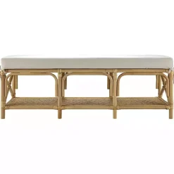 Kaili Natural Rattan Cushioned Bench