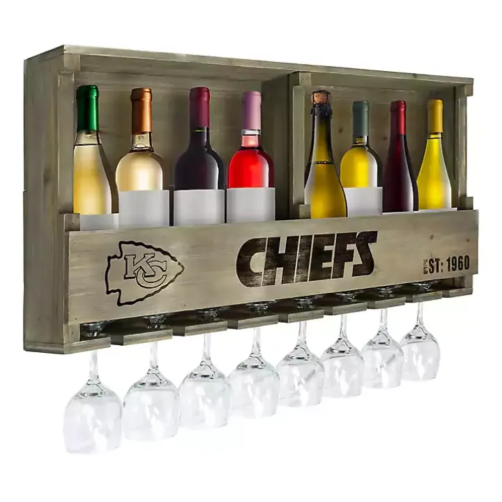 Kansas City Chiefs Reclaimed Wood Bar Shelf