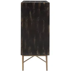 Laini Distressed Black Modern Carved Cabinet