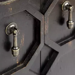 Laini Distressed Black Modern Carved Cabinet