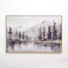 Lakeside Trees Framed Canvas Art Print