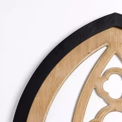 Leah Black and Natural Wood Arched Wall Plaque