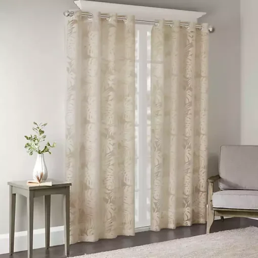 Leilani Tan Palm Leaf Curtain Panel, 95 in.