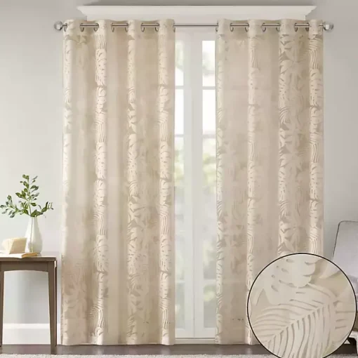 Leilani Tan Palm Leaf Curtain Panel, 95 in.