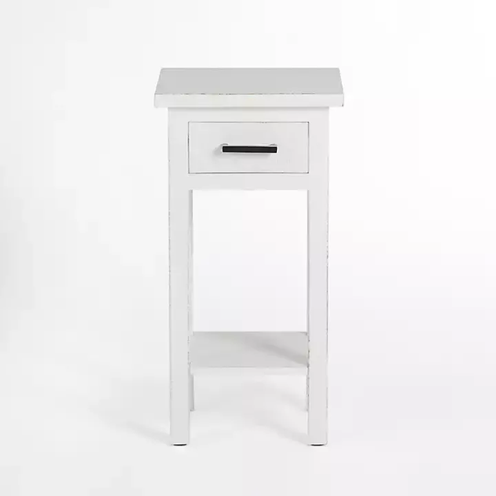 Leo White Wood Accent Table