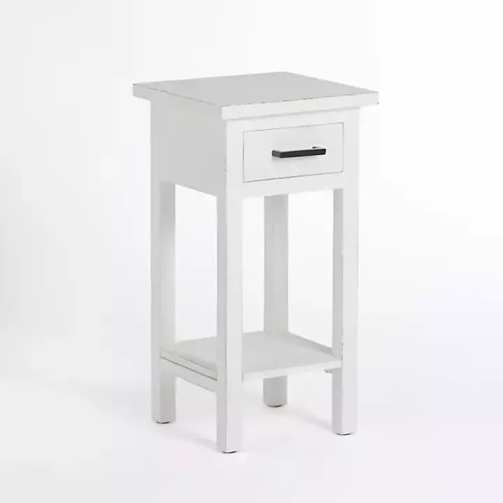 Leo White Wood Accent Table