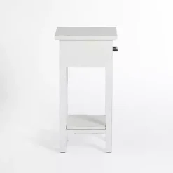 Leo White Wood Accent Table