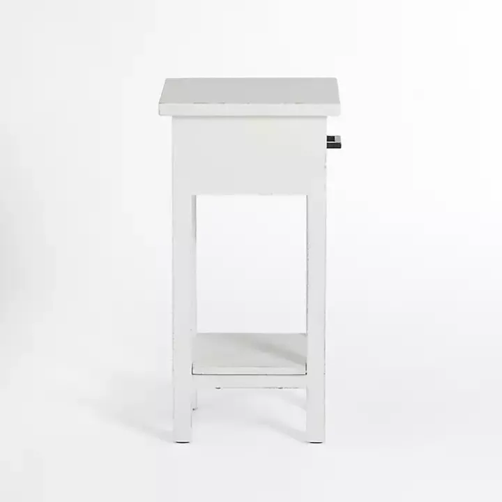 Leo White Wood Accent Table