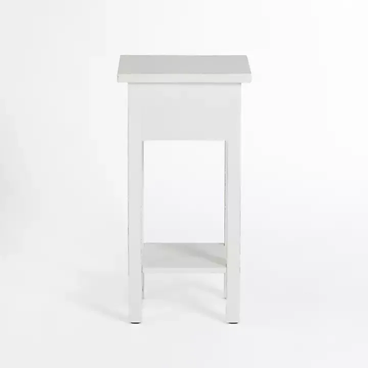 Leo White Wood Accent Table