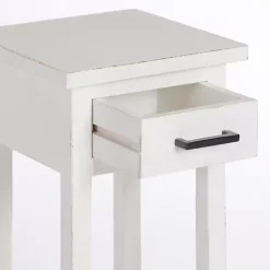 Leo White Wood Accent Table