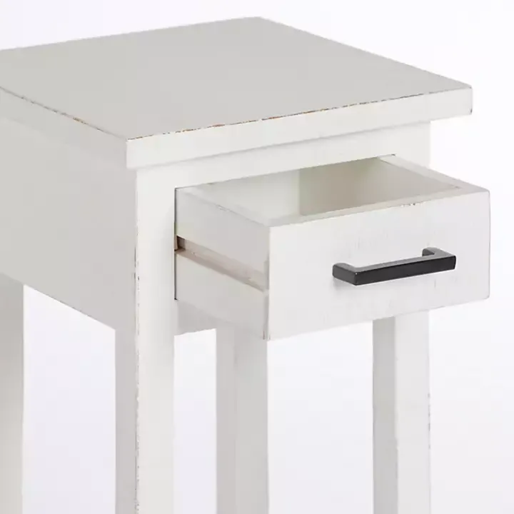 Leo White Wood Accent Table
