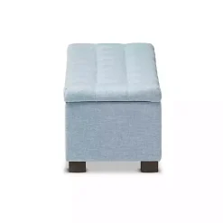 Light Blue Grid Tufted Upholstered Ottoman