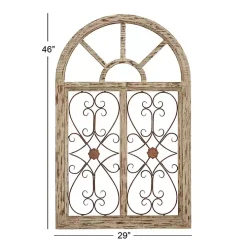 Light Blue Wood Arched Window Wall Plaque