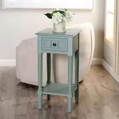 Light Blue Wood Square Hampton Accent Table