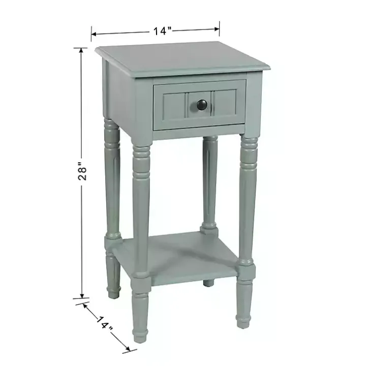 Light Blue Wood Square Hampton Accent Table