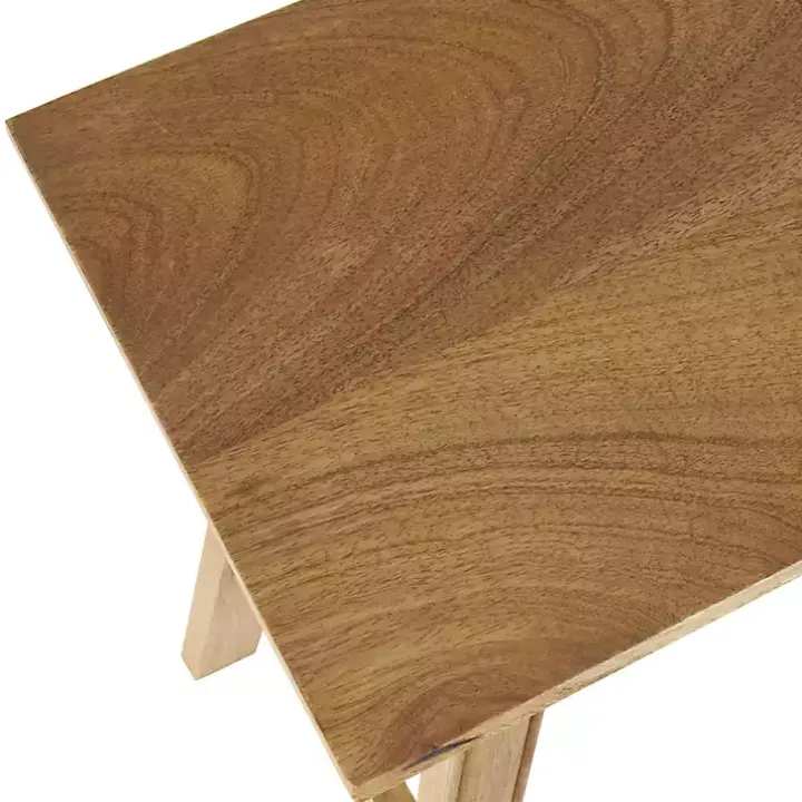 Light Brown Mango Wood Rustic Tall Bench