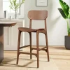 Light Brown Mid-Century Modern Bar Stool