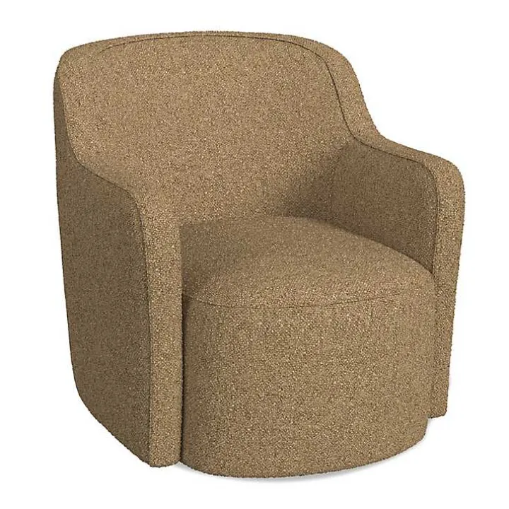 Light Brown Swivel Barrel Accent Chair