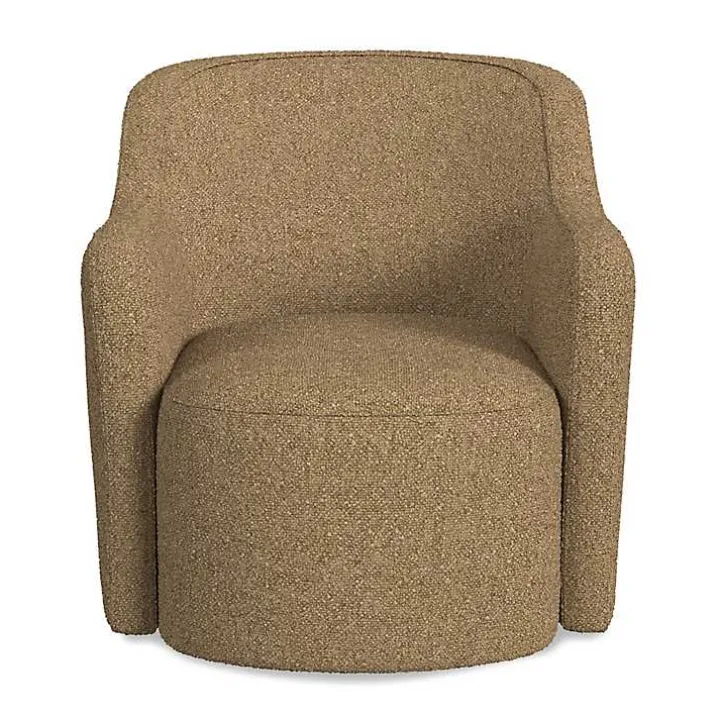 Light Brown Swivel Barrel Accent Chair