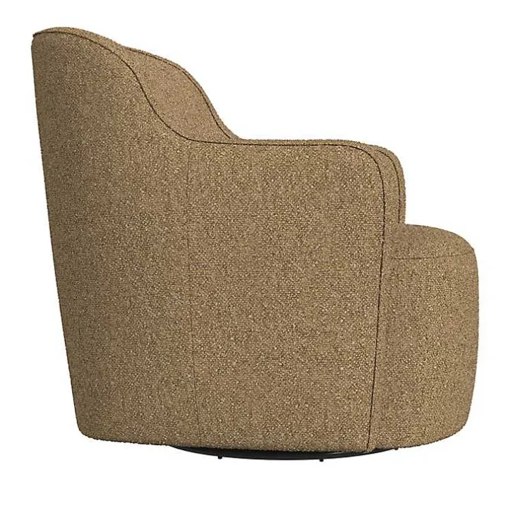 Light Brown Swivel Barrel Accent Chair