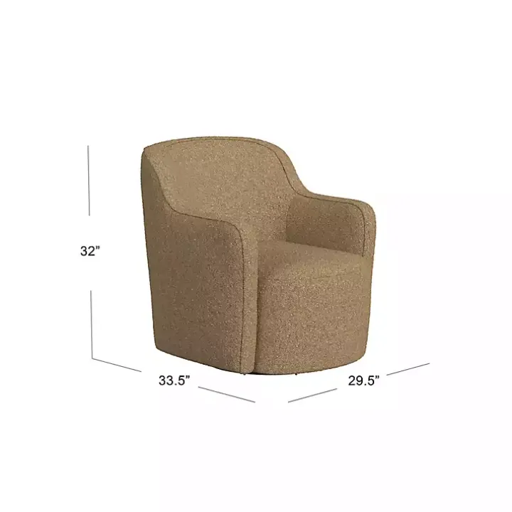Light Brown Swivel Barrel Accent Chair