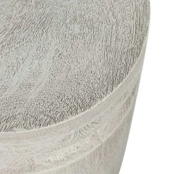 Light Cream Wood Cylinder Accent Table