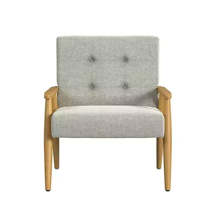Light Gray Button Tufted Accent Chair